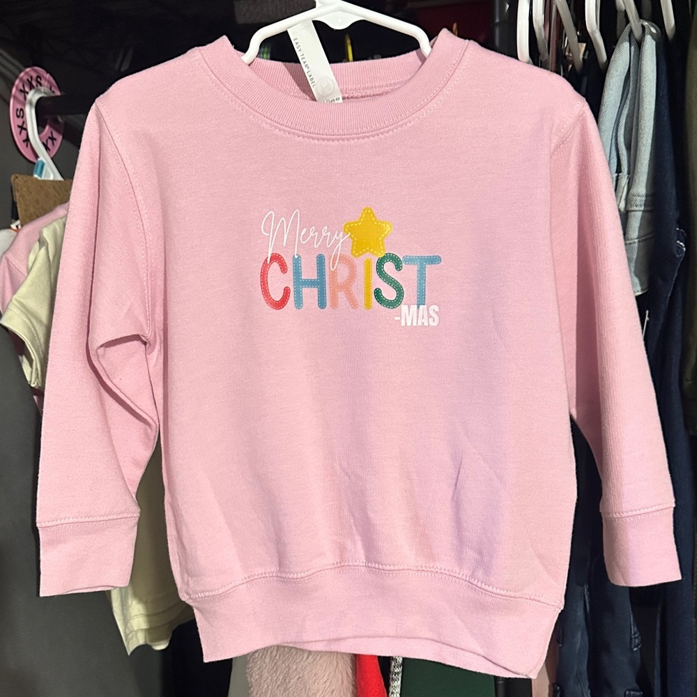 Pink Merry Christmas Kids Sweatshirt